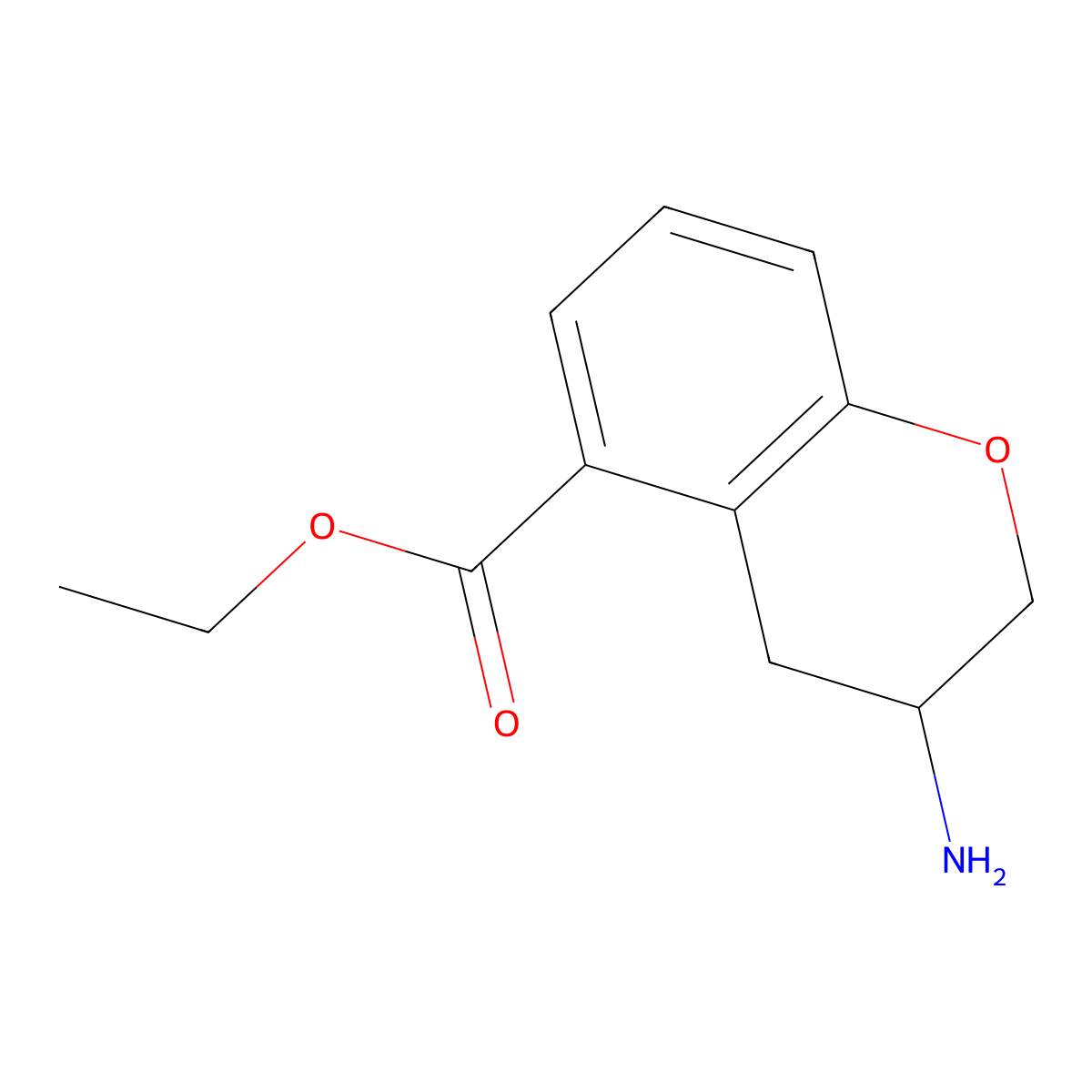 ethyl 3-amino-3,4-dihydro-2H-1-benzopyran-5-carboxylate molecular structure, CAS 1337256-73-1