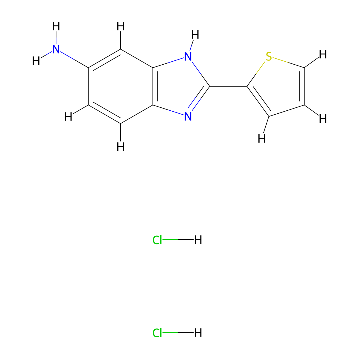 2-(thiophen-2-yl)-1H-1,3-benzodiazol-5-amine dihydrochloride molecular structure, CAS 133726-85-9