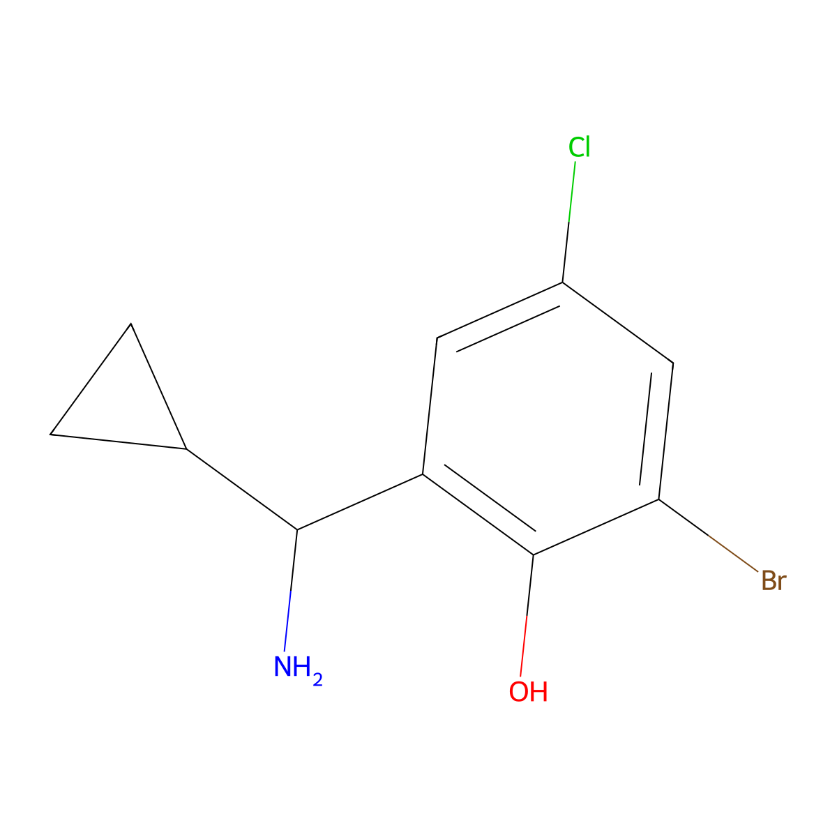 2-[Amino(cyclopropyl)methyl]-6-bromo-4-chlorophenol molecular structure, CAS 1337266-69-9