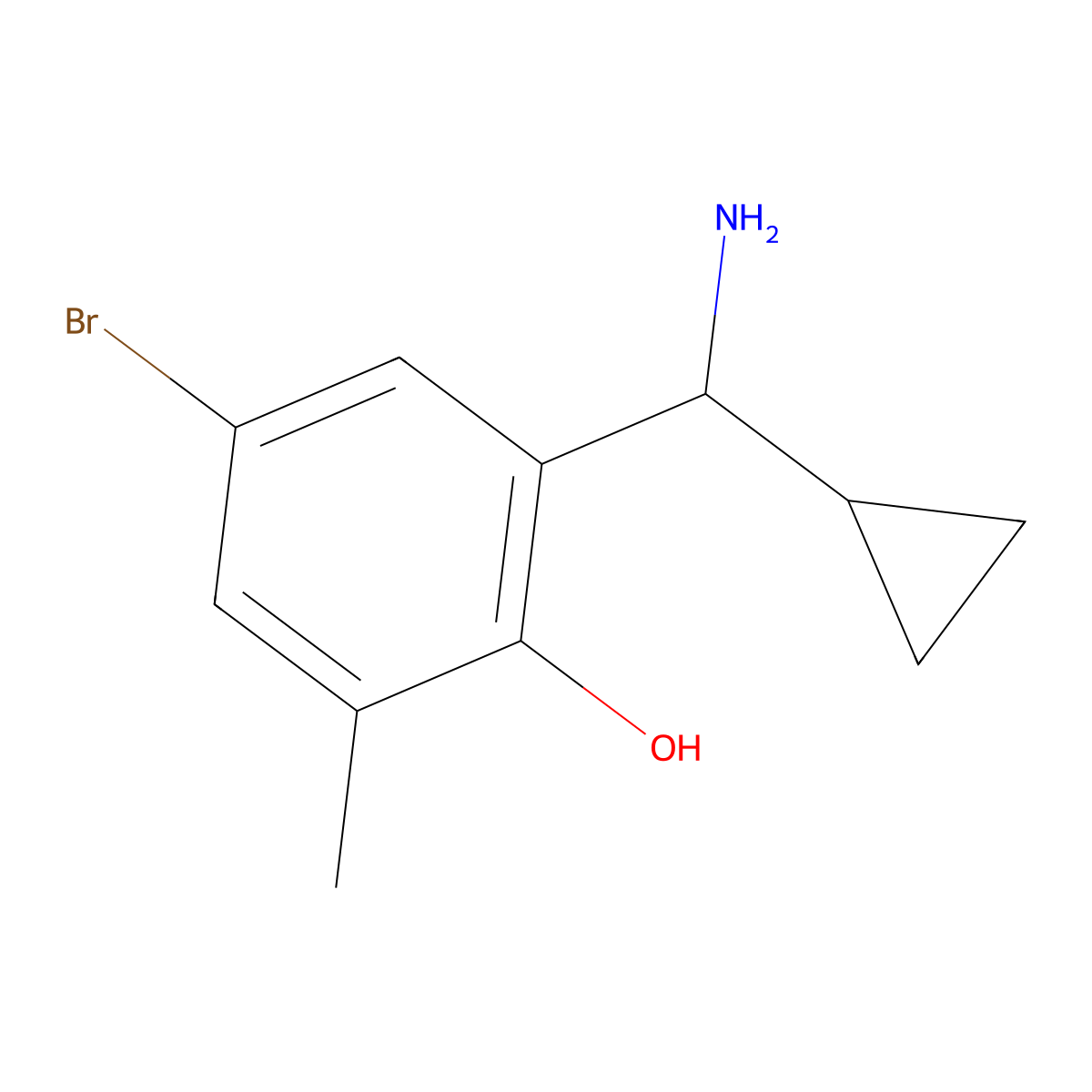 2-[Amino(cyclopropyl)methyl]-4-bromo-6-methylphenol molecular structure, CAS 1337267-55-6