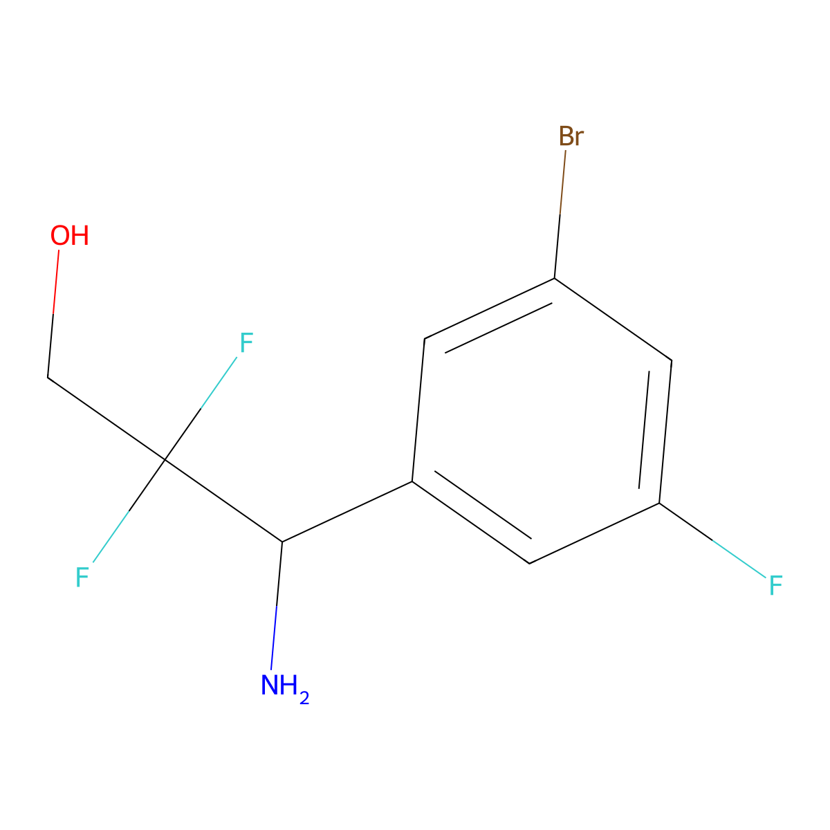 3-Amino-3-(3-bromo-5-fluorophenyl)-2,2-difluoropropan-1-OL molecular structure, CAS 1337271-74-5