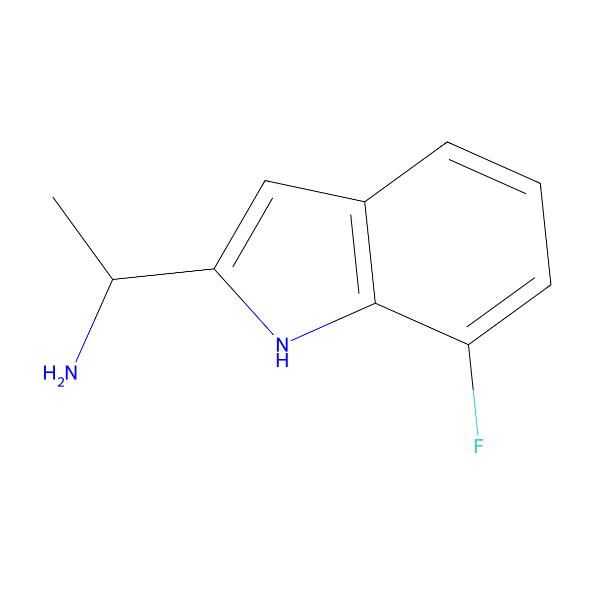 1-(7-fluoro-1H-indol-2-yl)ethan-1-amine molecular structure, CAS 1337299-87-2