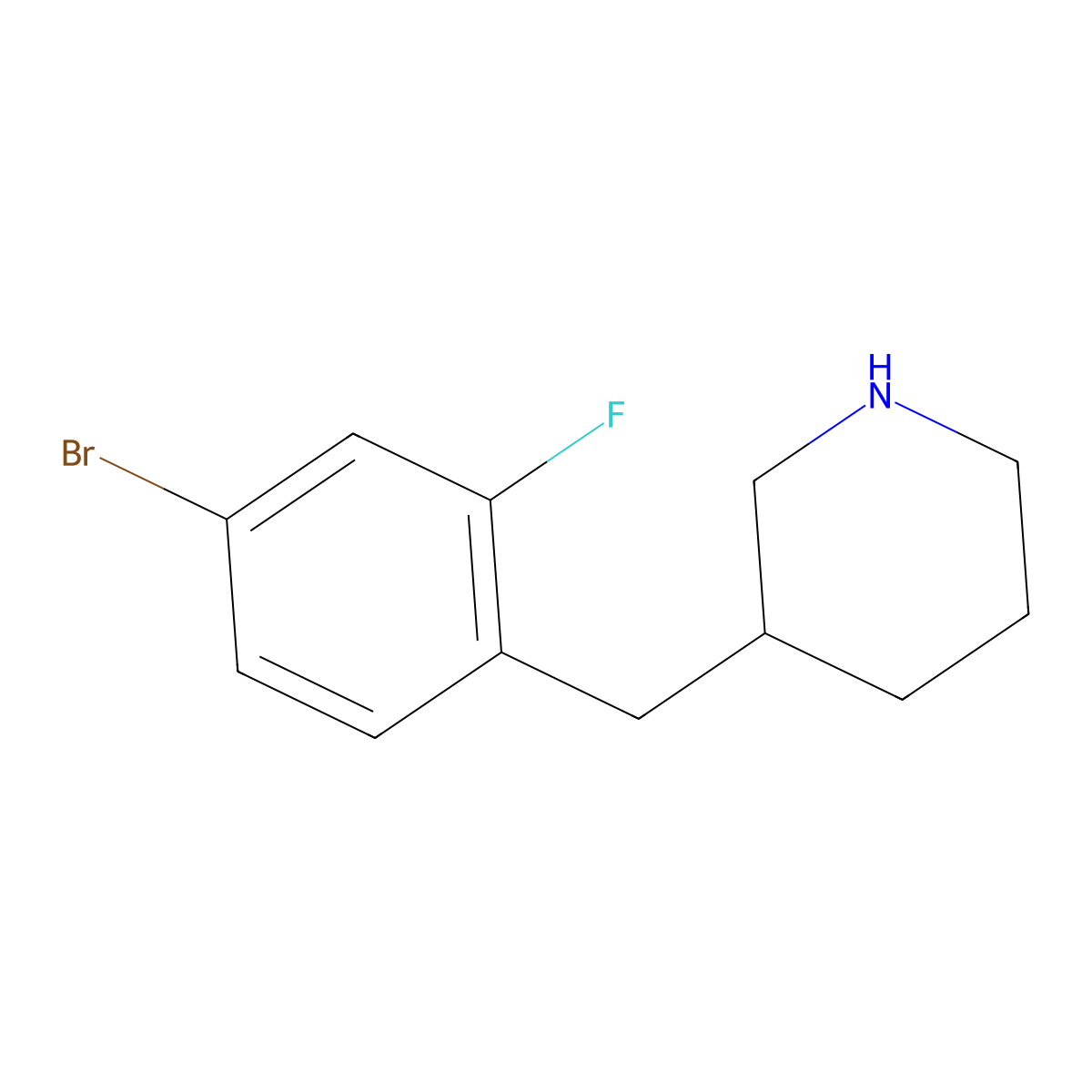 3-(4-Bromo-2-fluorobenzyl)piperidine molecular structure, CAS 1337315-34-0