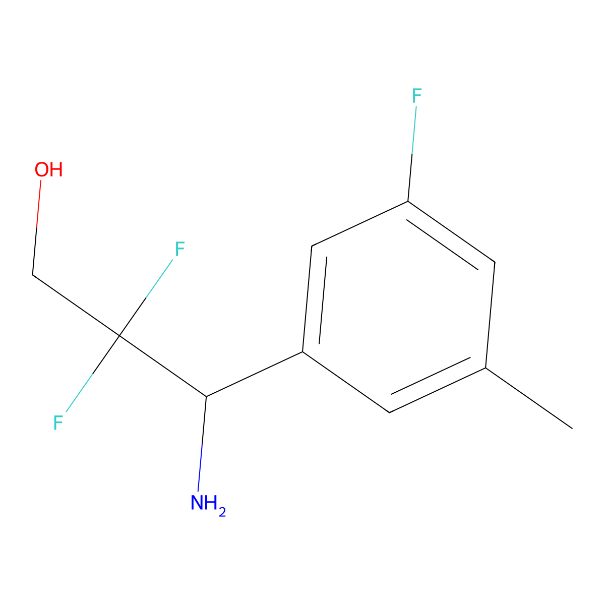 3-Amino-2,2-difluoro-3-(3-fluoro-5-methylphenyl)propan-1-ol molecular structure, CAS 1337326-82-5