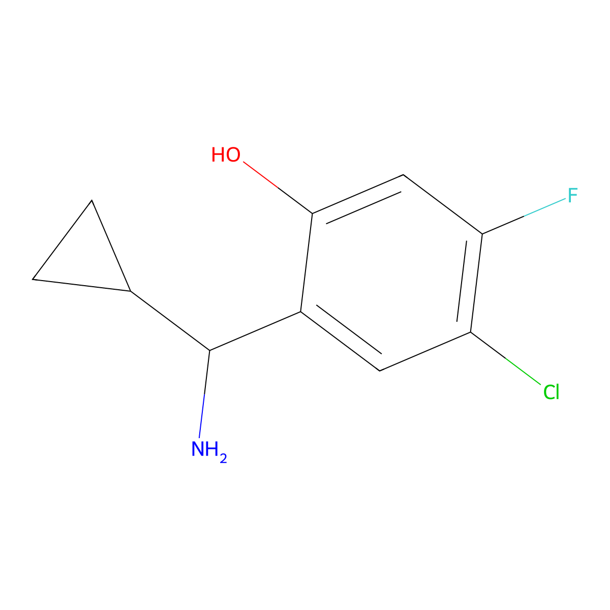 2-[Amino(cyclopropyl)methyl]-4-chloro-5-fluorophenol molecular structure, CAS 1337329-87-9