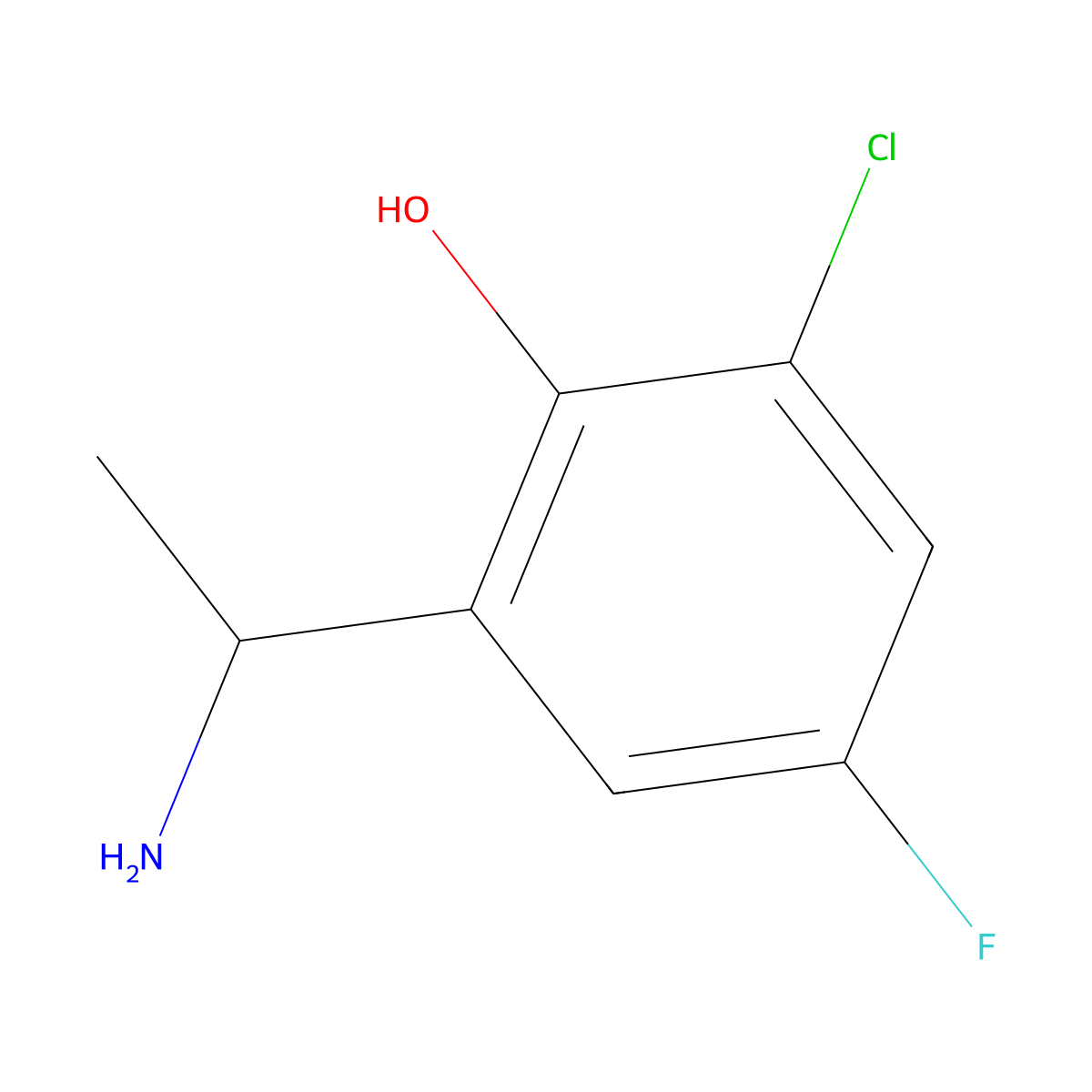 2-(1-Aminoethyl)-6-chloro-4-fluorophenol molecular structure, CAS 1337330-37-6