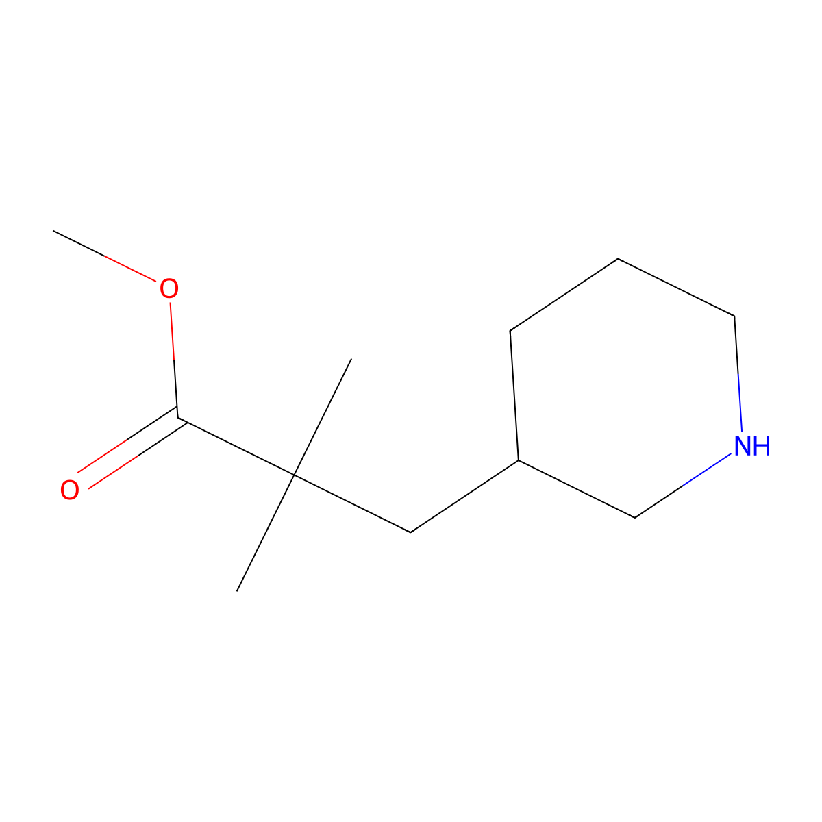Methyl 2,2-dimethyl-3-(piperidin-3-yl)propanoate molecular structure, CAS 1337336-17-0