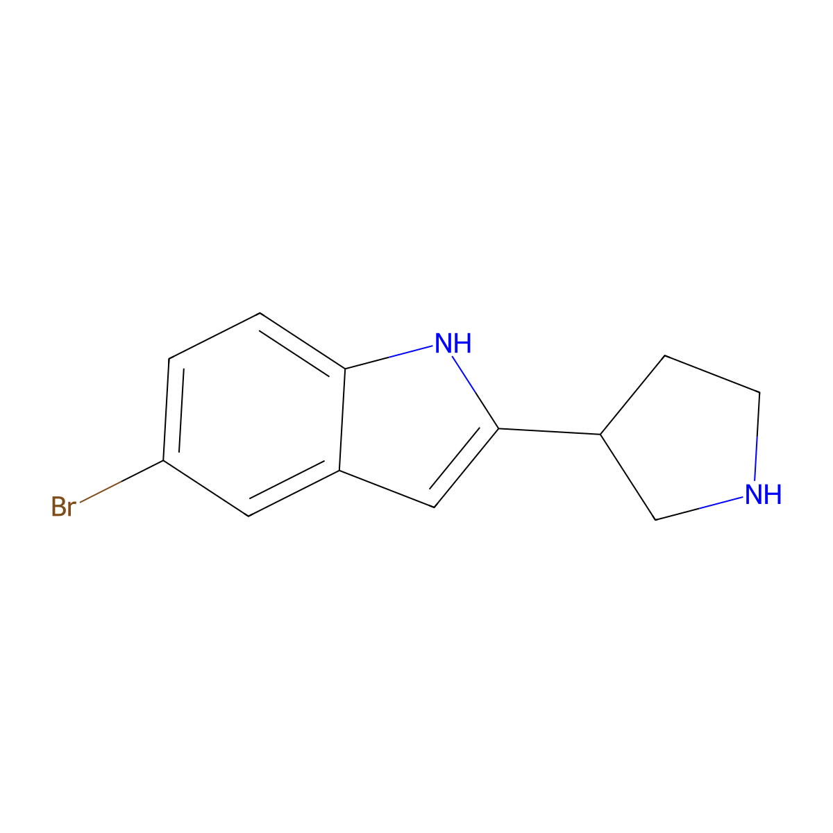 5-Bromo-2-(pyrrolidin-3-yl)-1H-indole molecular structure, CAS 1337344-20-3