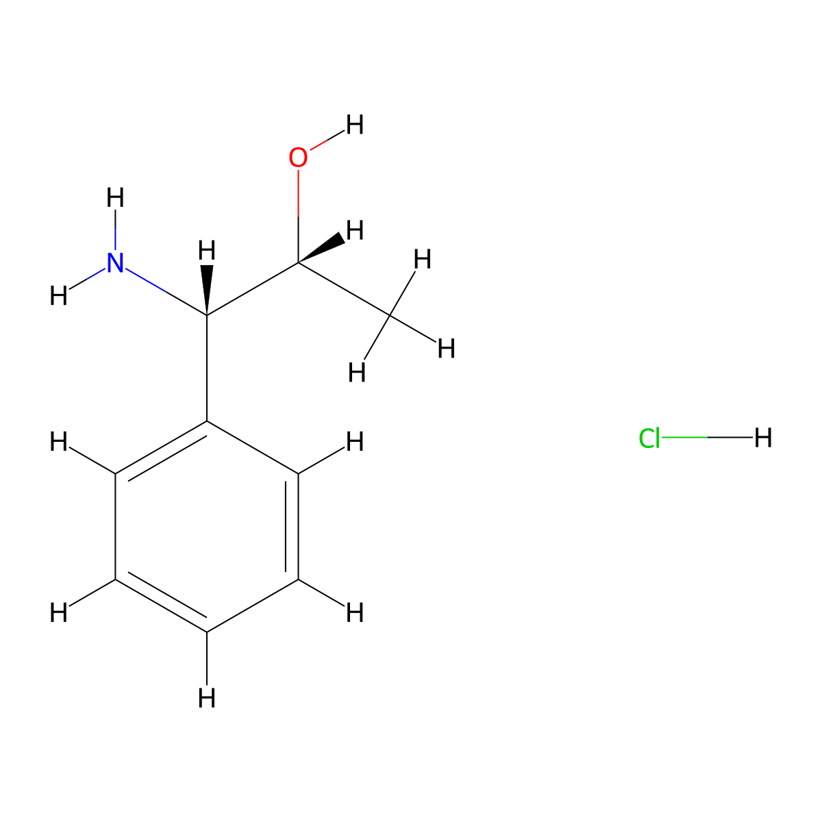 (1S,2R)-1-Amino-1-phenylpropan-2-ol hydrochloride molecular structure, CAS 133735-64-5
