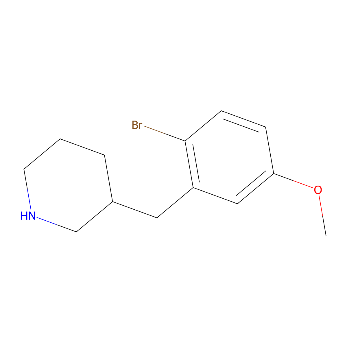 3-(2-Bromo-5-methoxybenzyl)piperidine molecular structure, CAS 1337361-20-2