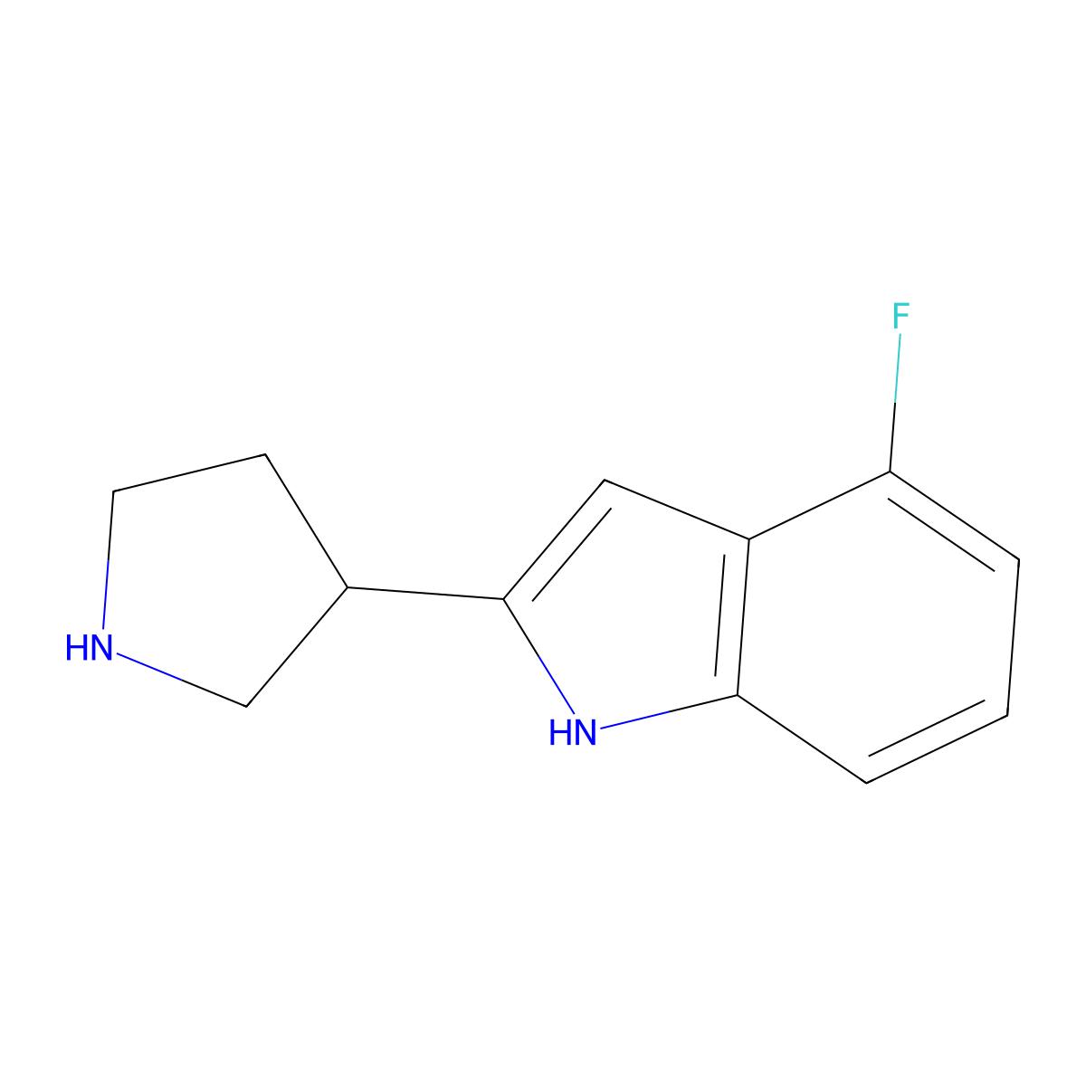 4-Fluoro-2-(pyrrolidin-3-yl)-1H-indole molecular structure, CAS 1337366-53-6