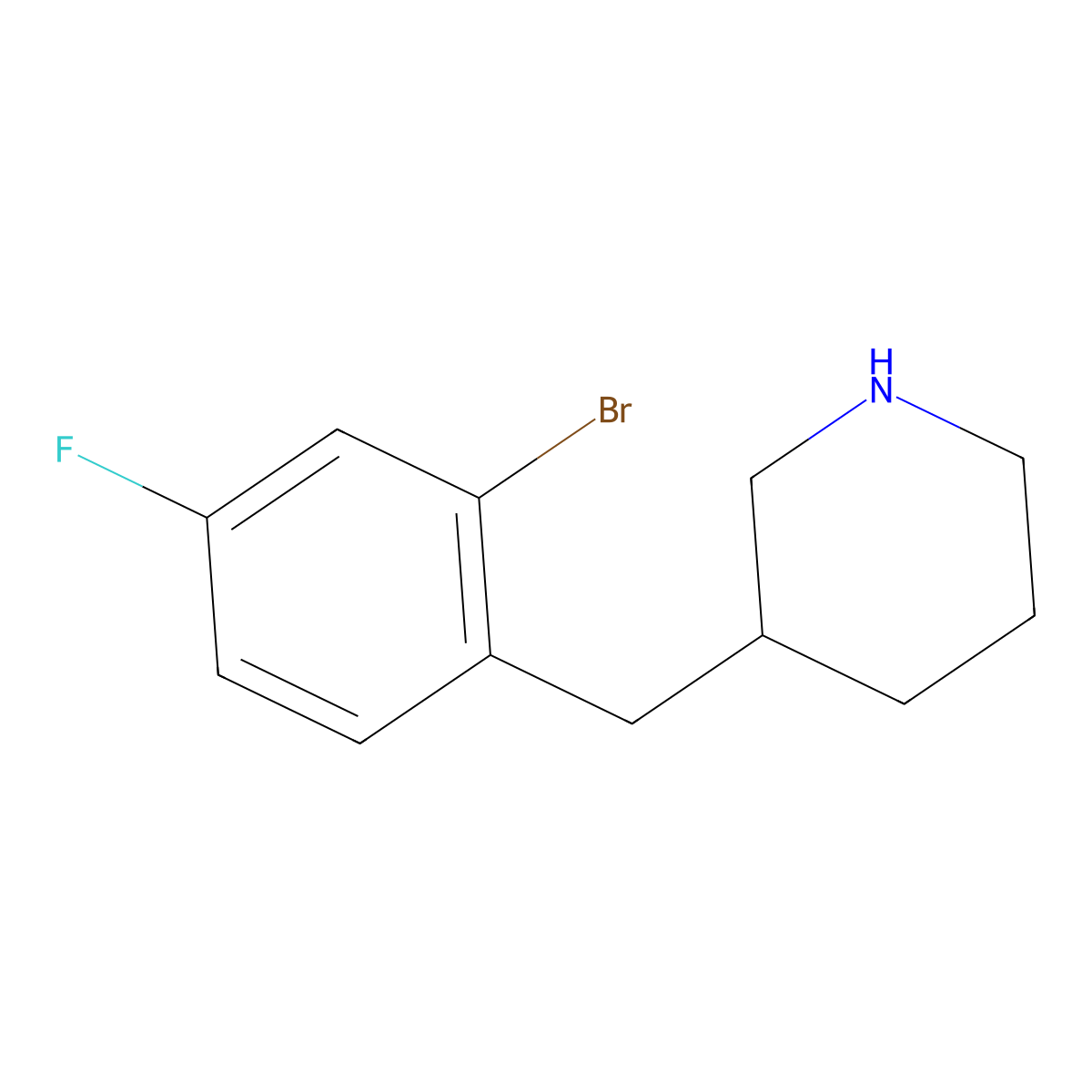 3-(2-Bromo-4-fluorobenzyl)piperidine molecular structure, CAS 1337367-71-1