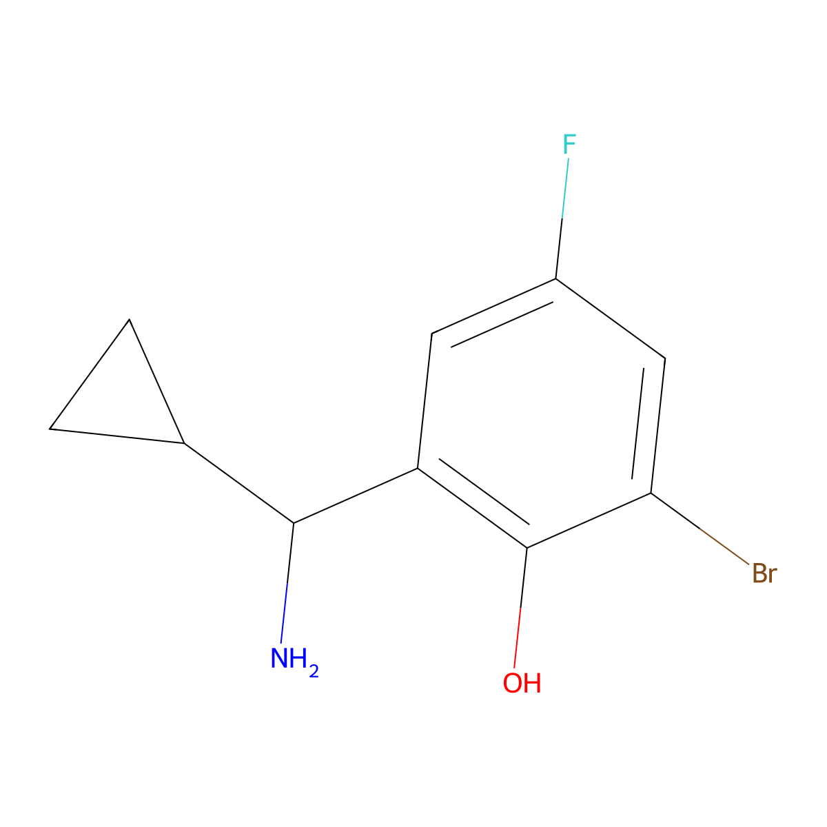 2-[Amino(cyclopropyl)methyl]-6-bromo-4-fluorophenol molecular structure, CAS 1337374-50-1