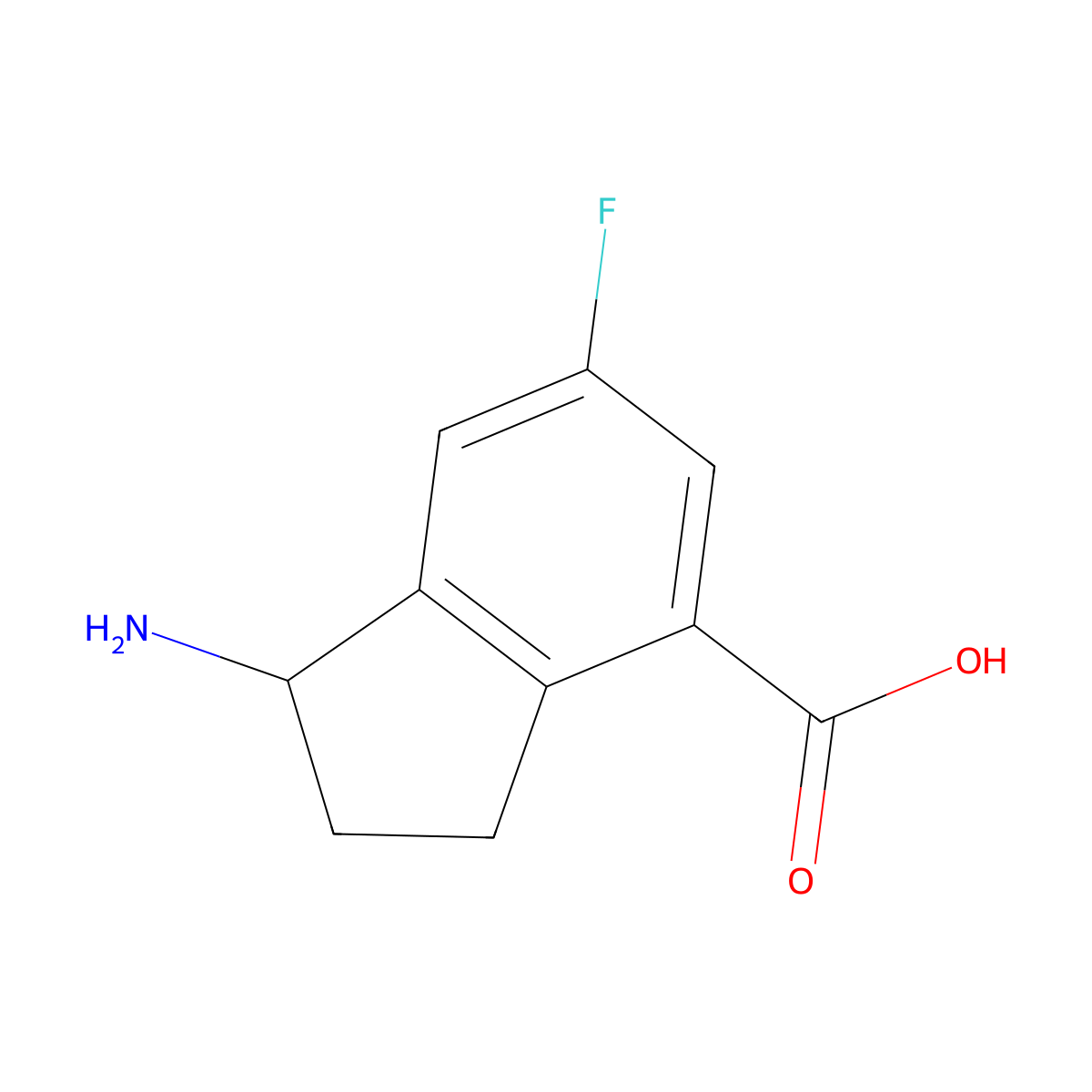 1-amino-6-fluoro-2,3-dihydro-1H-indene-4-carboxylic acid molecular structure, CAS 1337379-67-5
