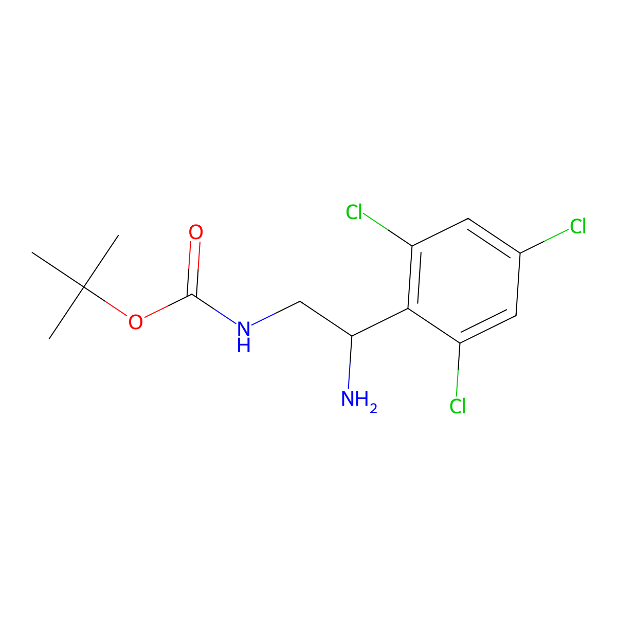 tert-butylN-[2-amino-2-(2,4,6-trichlorophenyl)ethyl]carbamate molecular structure, CAS 1337387-26-4