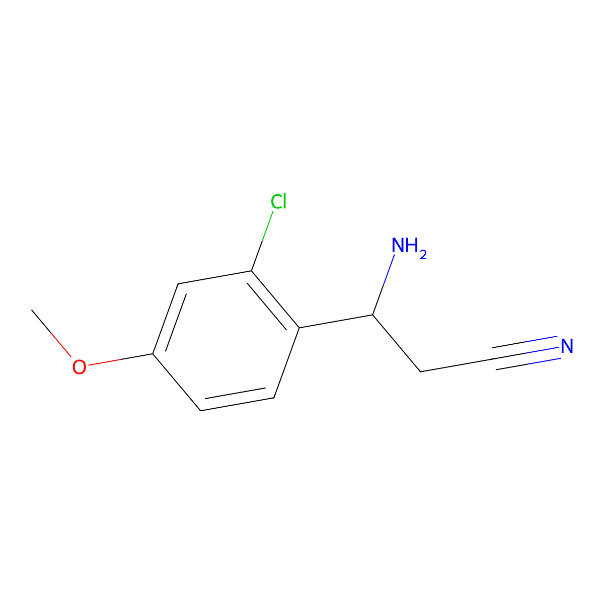 3-Amino-3-(2-chloro-4-methoxyphenyl)propanenitrile molecular structure, CAS 1337394-20-3