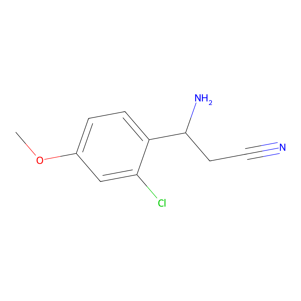3-Amino-3-(2-chloro-4-methoxyphenyl)propanenitrile molecular structure, CAS 1337394-20-3