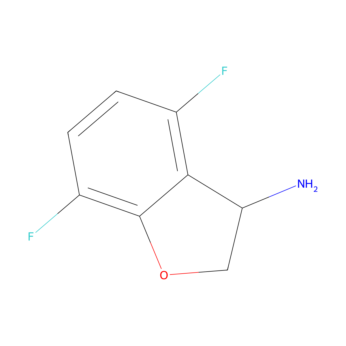 4,7-Difluoro-2,3-dihydro-1-benzofuran-3-amine molecular structure, CAS 1337406-03-7