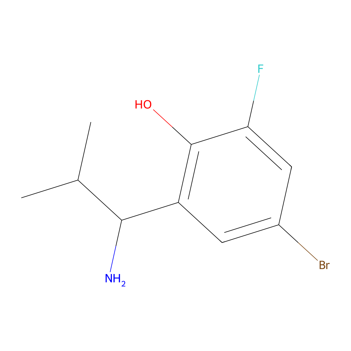 2-(1-Amino-2-methylpropyl)-4-bromo-6-fluorophenol molecular structure, CAS 1337419-28-9