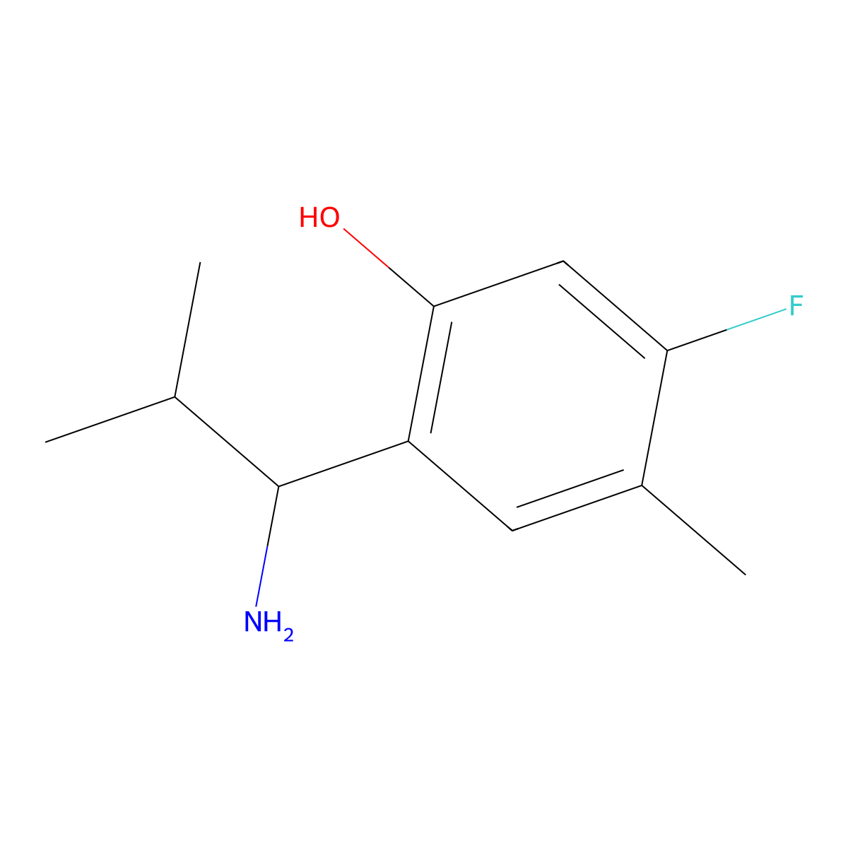 2-(1-Amino-2-methylpropyl)-5-fluoro-4-methylphenol molecular structure, CAS 1337421-71-2