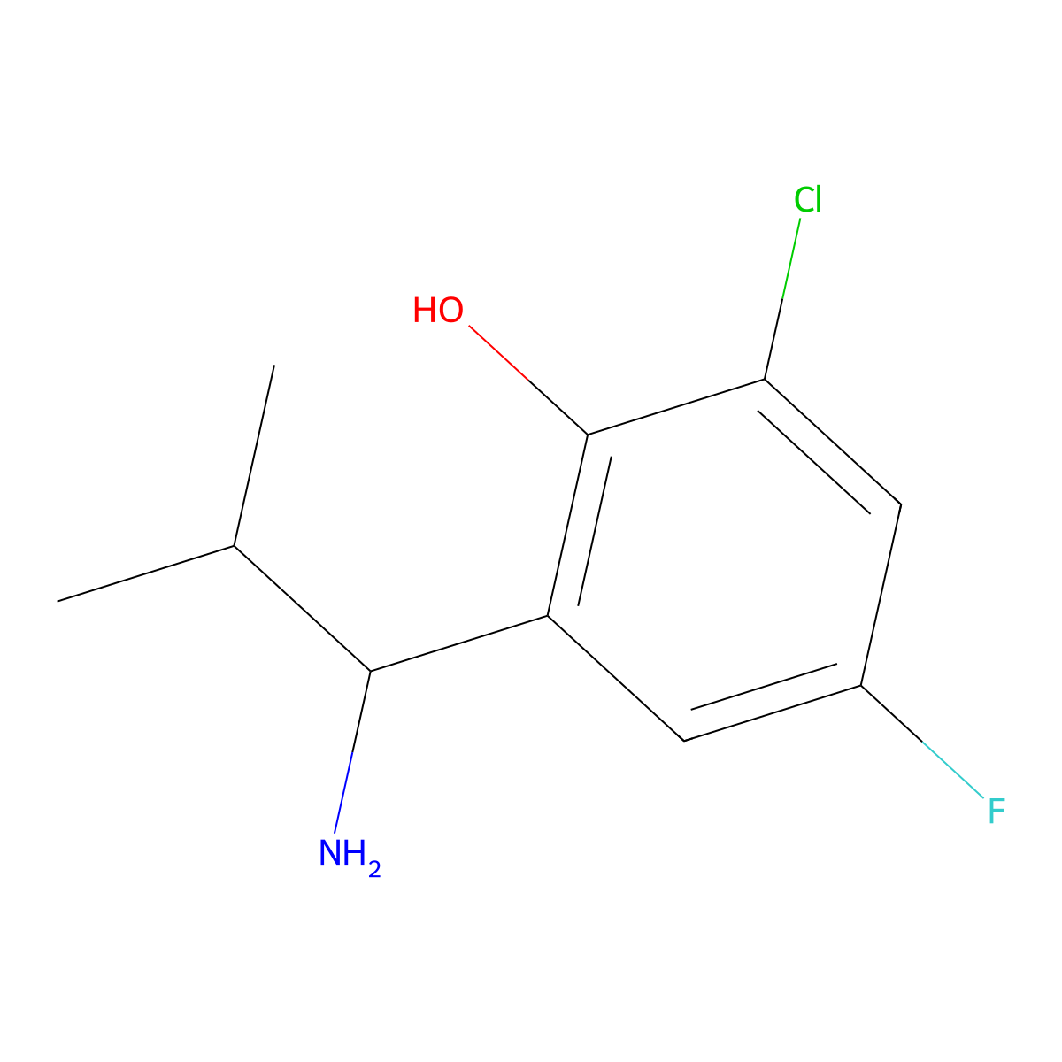 2-(1-Amino-2-methylpropyl)-6-chloro-4-fluorophenol molecular structure, CAS 1337434-40-8