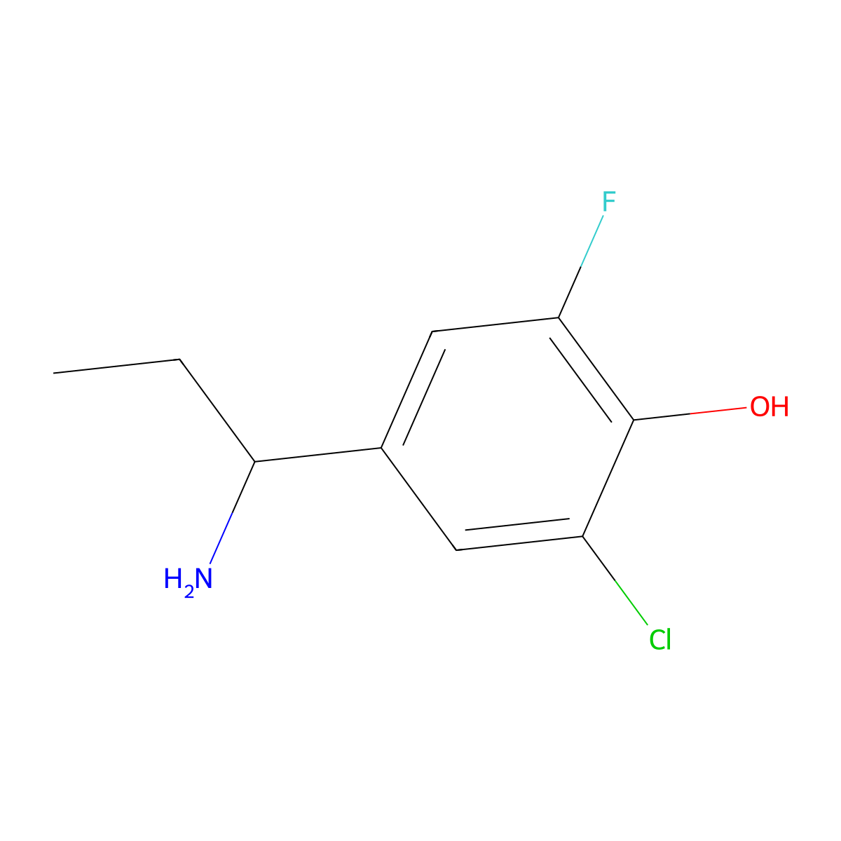 4-(1-Aminopropyl)-2-chloro-6-fluorophenol molecular structure, CAS 1337434-53-3