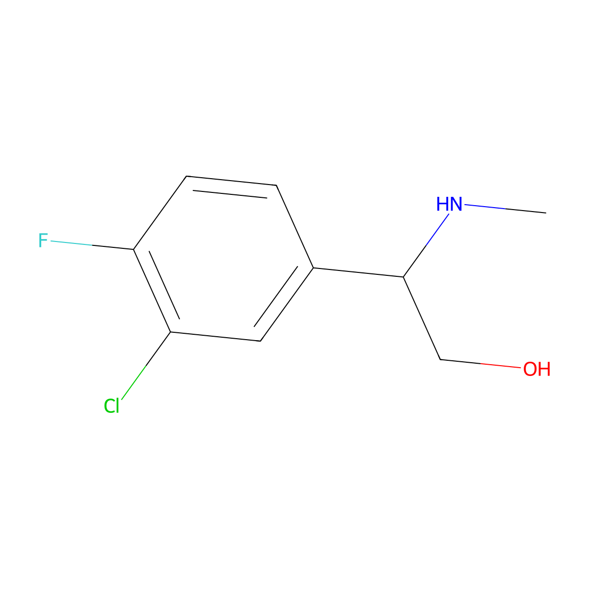 2-(3-Chloro-4-fluorophenyl)-2-(methylamino)ethan-1-ol molecular structure, CAS 1337445-67-6