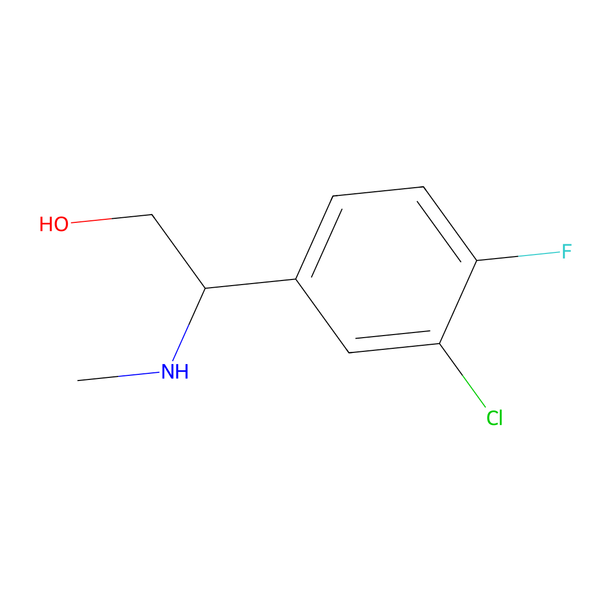 2-(3-Chloro-4-fluorophenyl)-2-(methylamino)ethan-1-ol molecular structure, CAS 1337445-67-6