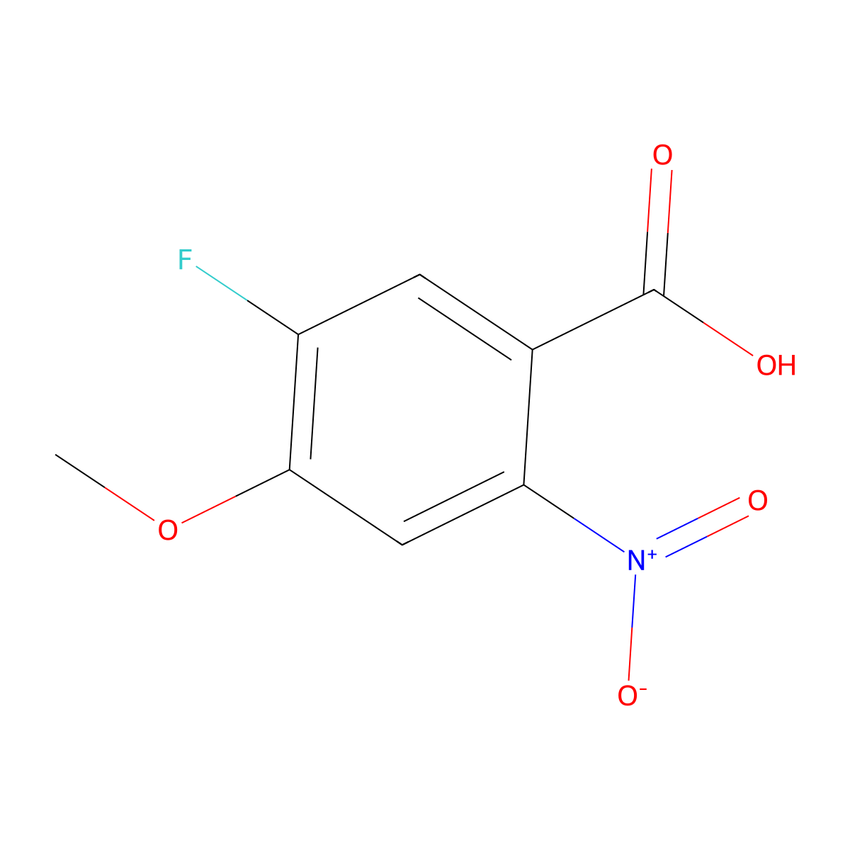 5-Fluoro-4-methoxy-2-nitrobenzoic acid molecular structure, CAS 1337447-74-1