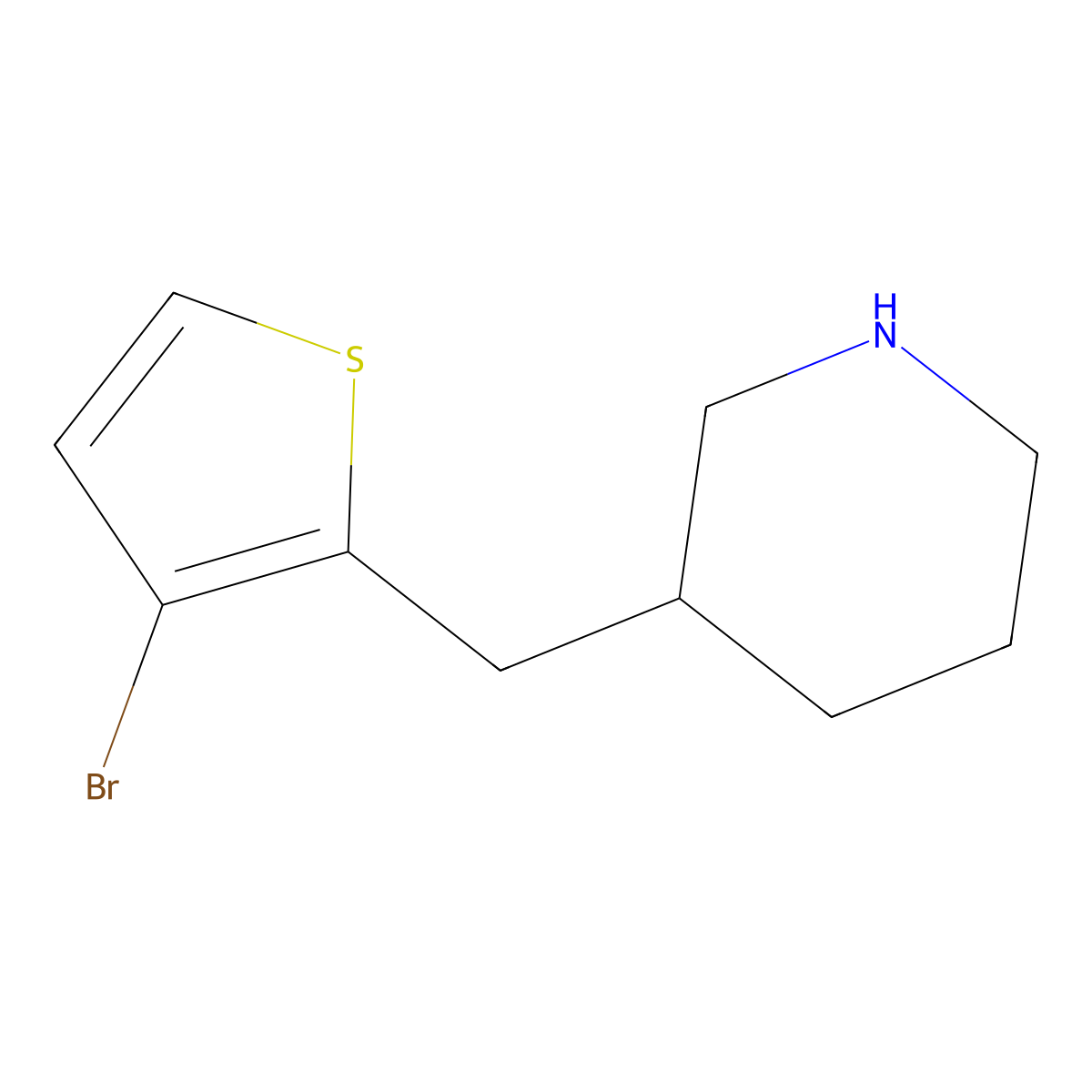 3-((3-Bromothiophen-2-yl)methyl)piperidine molecular structure, CAS 1337452-19-3