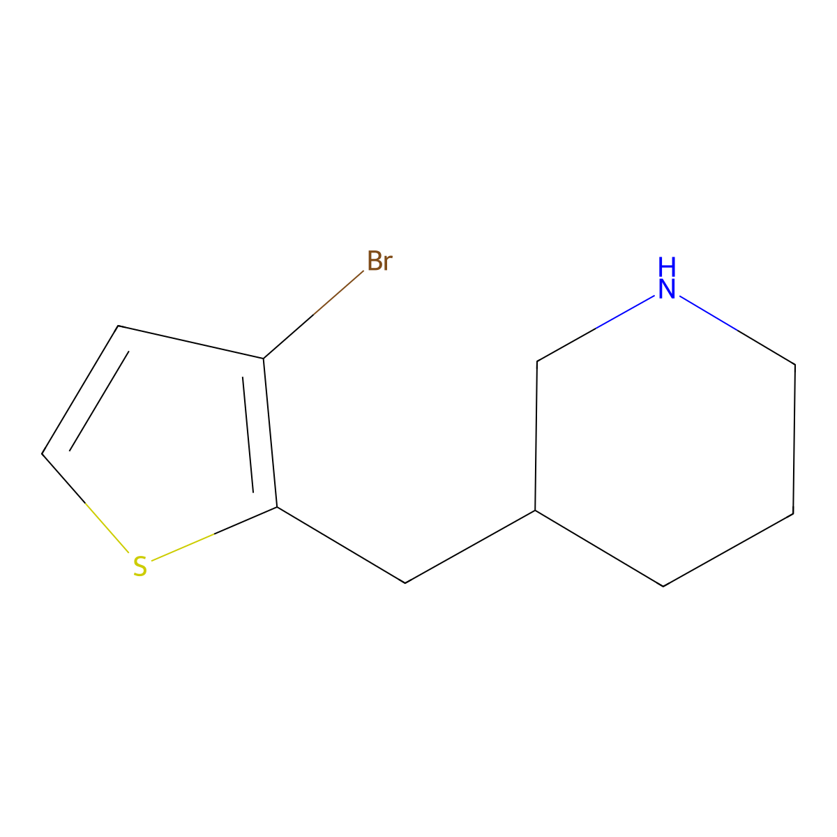 3-((3-Bromothiophen-2-yl)methyl)piperidine molecular structure, CAS 1337452-19-3