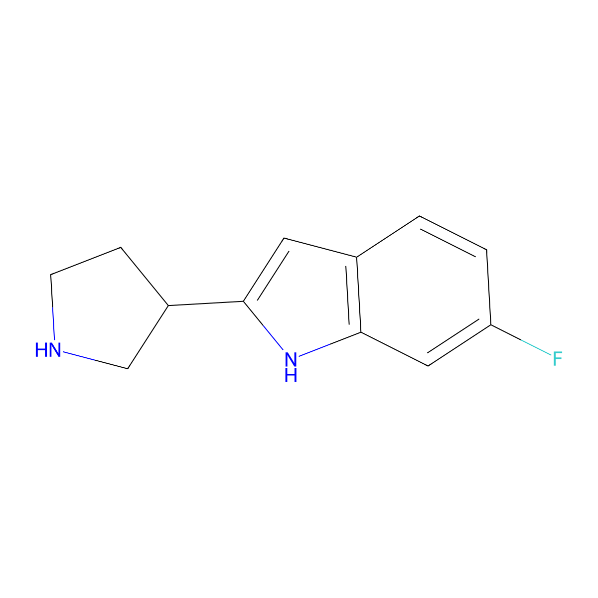 6-Fluoro-2-(pyrrolidin-3-yl)-1H-indole molecular structure, CAS 1337456-73-1