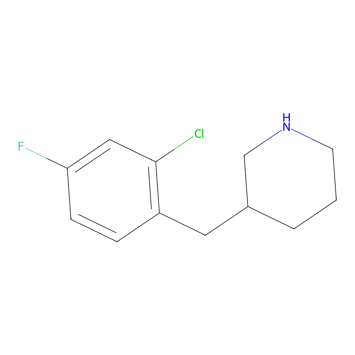3-(2-Chloro-4-fluorobenzyl)piperidine molecular structure, CAS 1337458-75-9