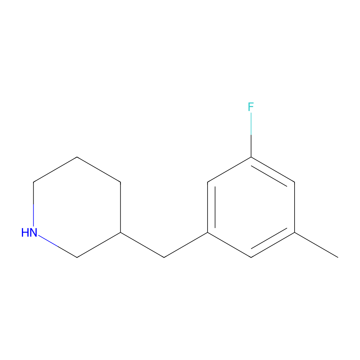 3-(3-Fluoro-5-methylbenzyl)piperidine molecular structure, CAS 1337461-31-0