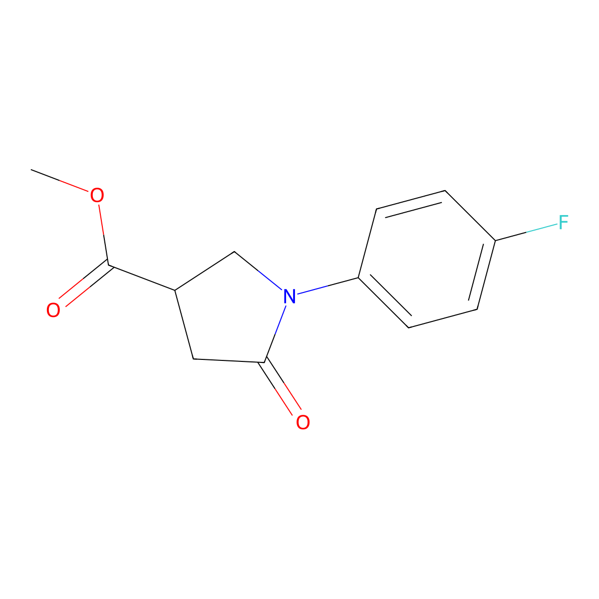 Methyl 1-(4-fluorophenyl)-5-oxopyrrolidine-3-carboxylate molecular structure, CAS 133747-62-3