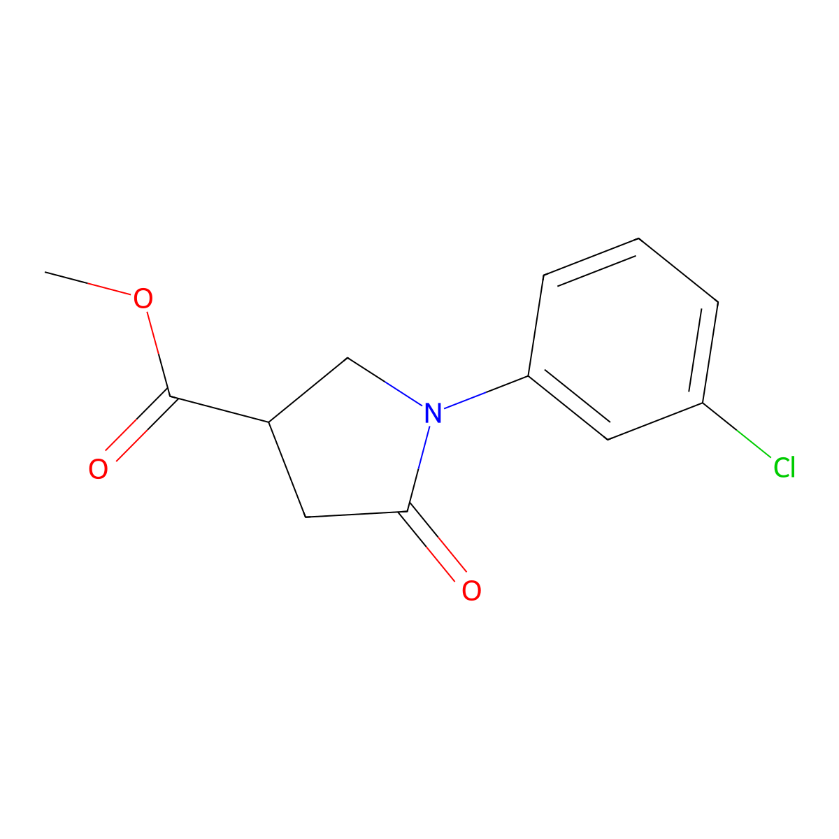 Methyl 1-(3-chlorophenyl)-5-oxopyrrolidine-3-carboxylate molecular structure, CAS 133747-67-8