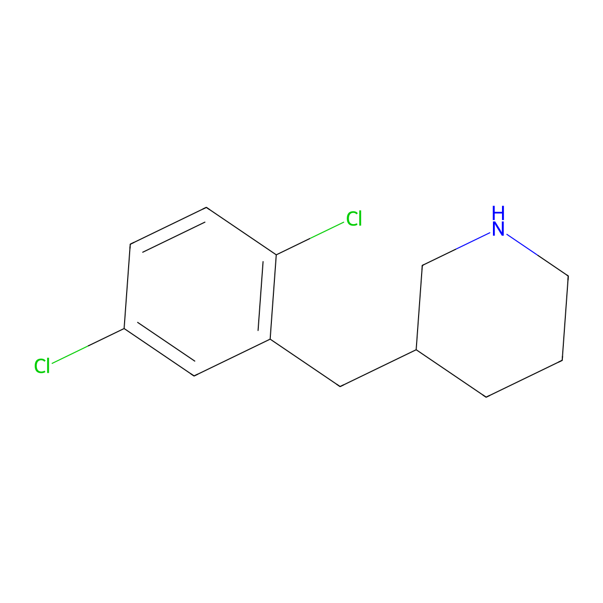 3-[(2,5-Dichlorophenyl)methyl]piperidine molecular structure, CAS 1337475-58-7