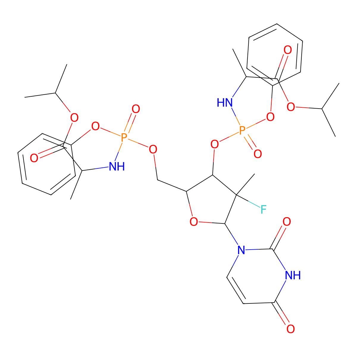Sofosbuvir impurity F molecular structure, CAS 1337482-17-3