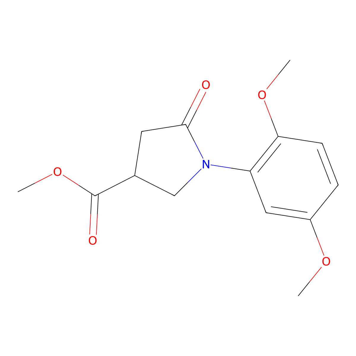 Methyl 1-(2,5-dimethoxyphenyl)-5-oxopyrrolidine-3-carboxylate molecular structure, CAS 133749-31-2