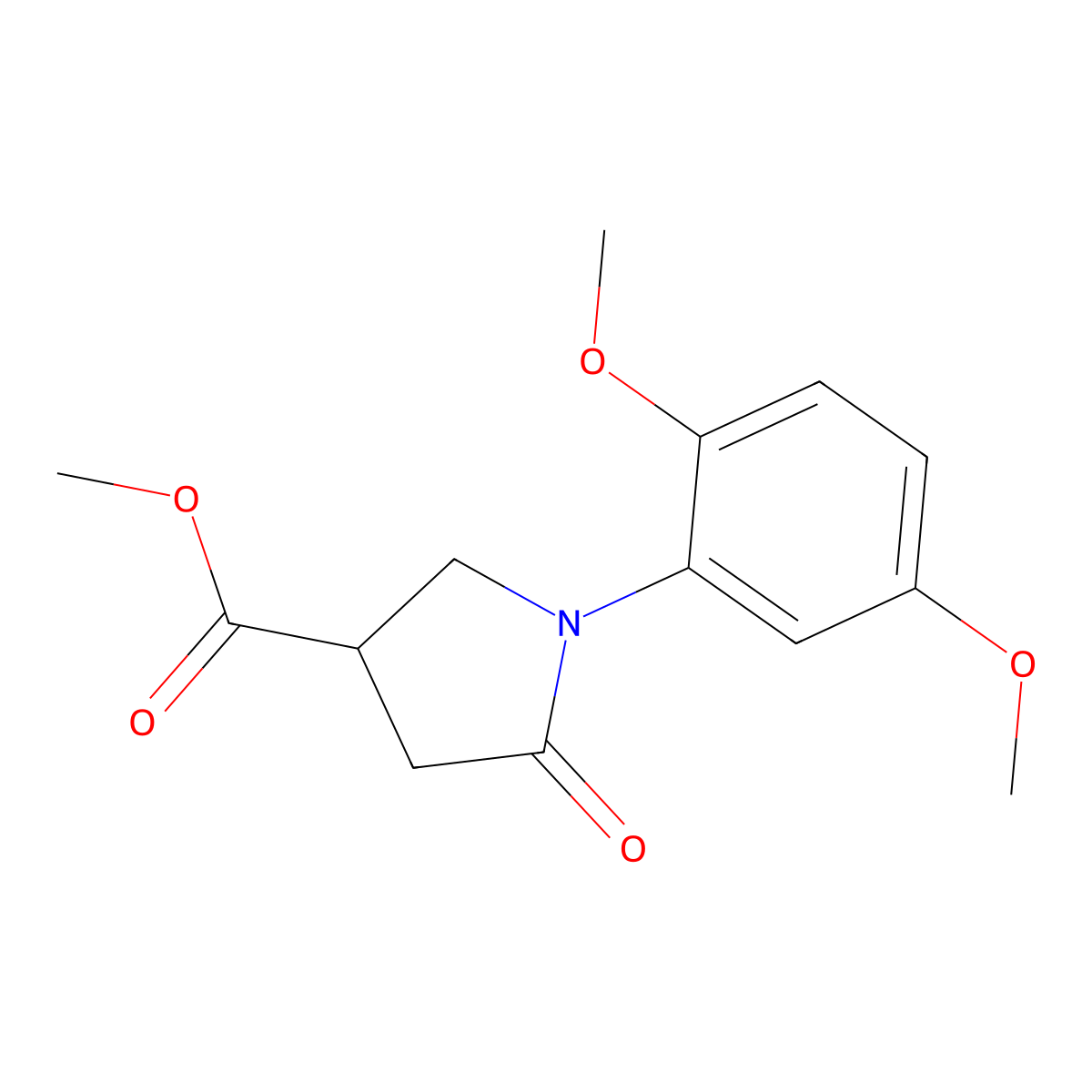Methyl 1-(2,5-dimethoxyphenyl)-5-oxopyrrolidine-3-carboxylate molecular structure, CAS 133749-31-2