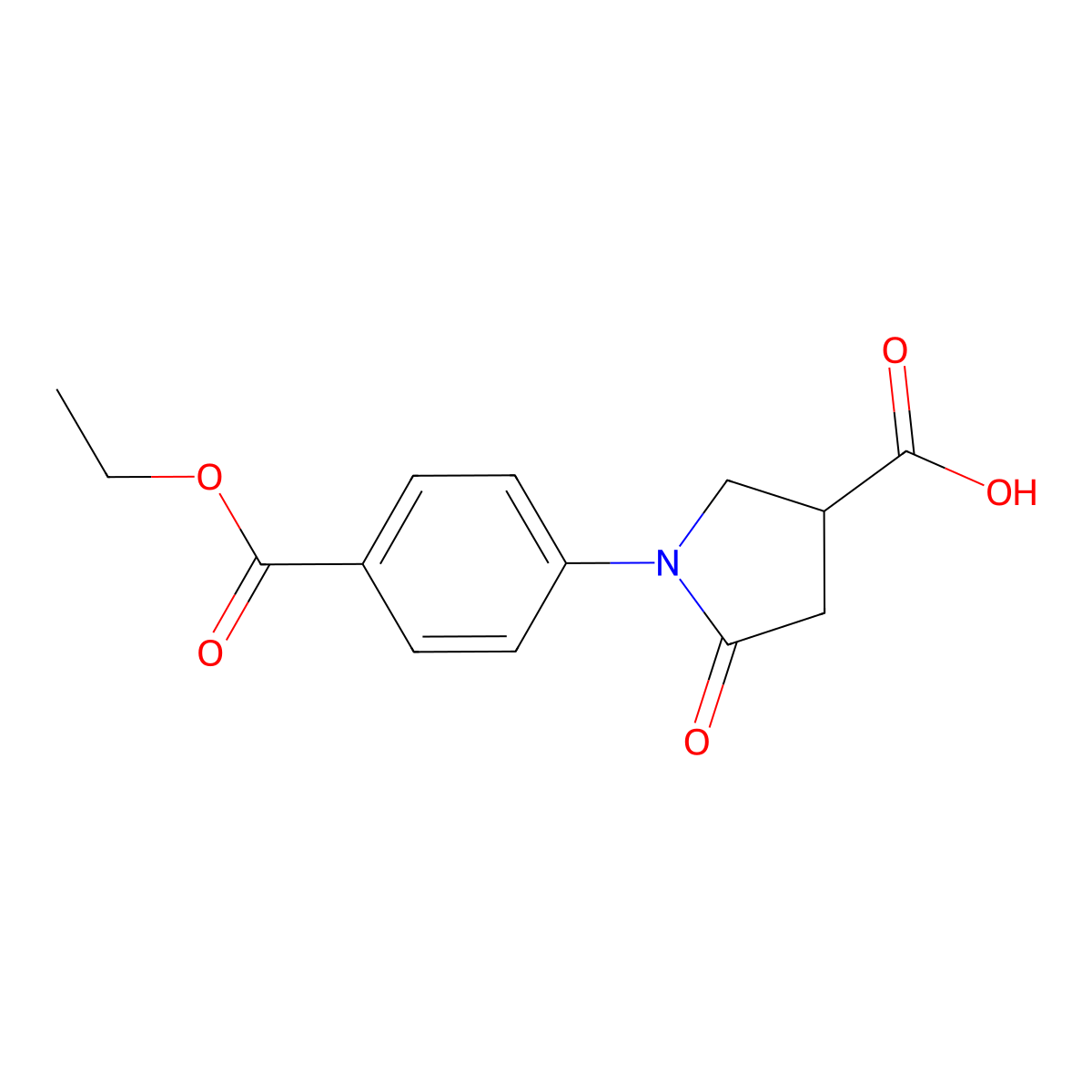 1-[4-(Ethoxycarbonyl)phenyl]-5-oxopyrrolidine-3-carboxylic acid molecular structure, CAS 133749-60-7