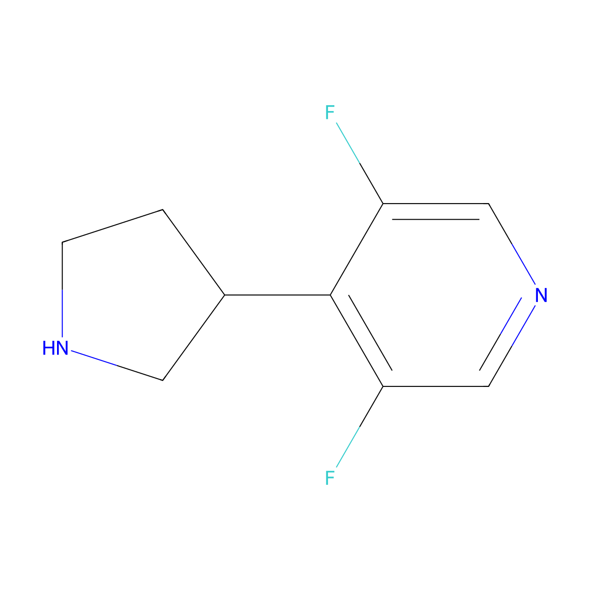 3,5-Difluoro-4-(pyrrolidin-3-yl)pyridine molecular structure, CAS 1337520-76-9