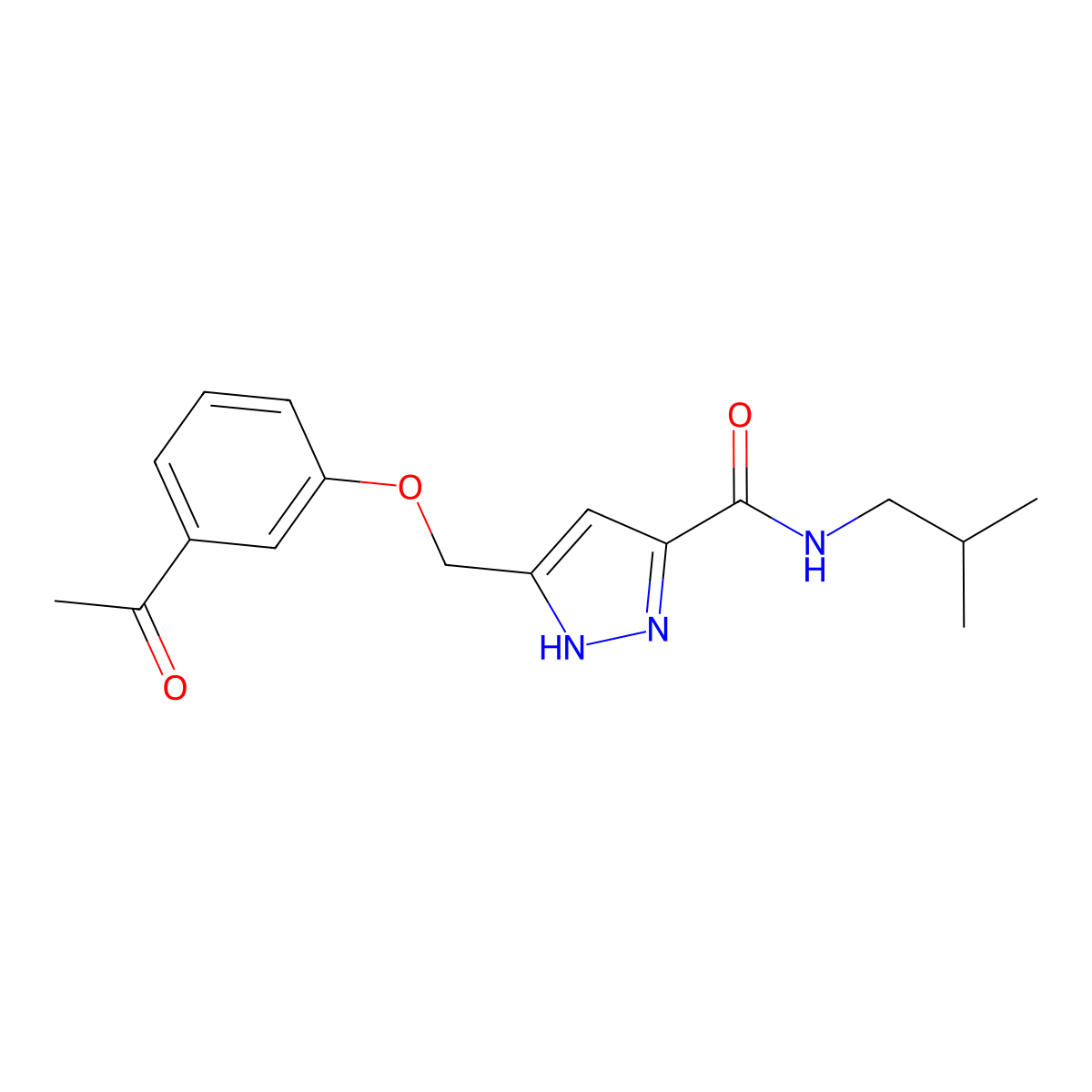 5-[(3-acetylphenoxy)methyl]-N-isobutyl-1H-pyrazole-3-carboxamide molecular structure, CAS 1337530-23-0