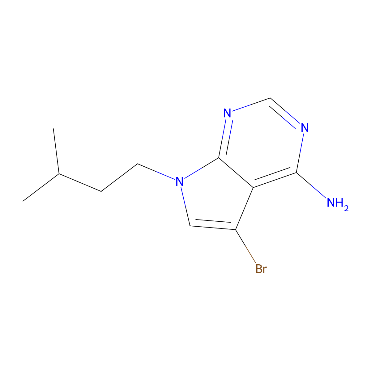 5-Bromo-7-isopentyl-7H-pyrrolo[2,3-d]pyrimidin-4-amine molecular structure, CAS 1337533-24-0