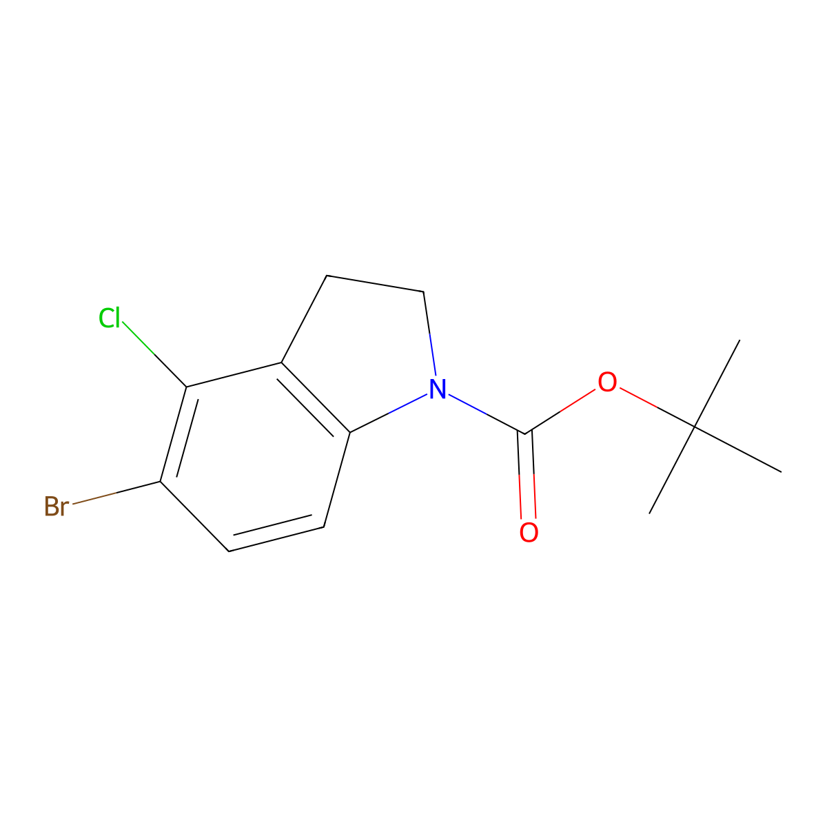 1,1-dimethylethyl 5-bromo-4-chloro-2,3-dihydro-1H-indole-1-carboxylate molecular structure, CAS 1337533-81-9