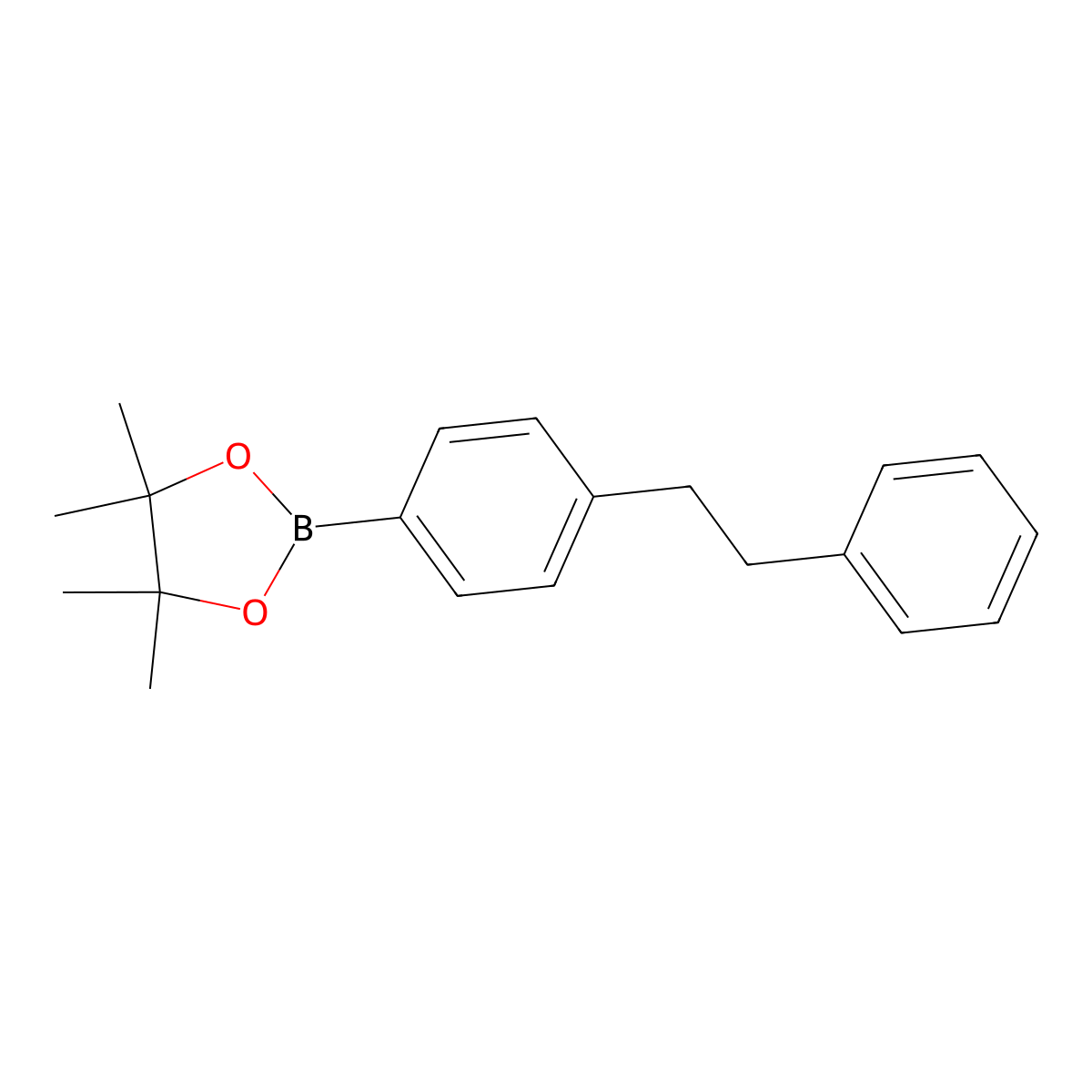 2-(4-Phenethylphenyl)-4,4,5,5-tetramethyl-1,3,2-dioxaborolane molecular structure, CAS 1337541-79-3