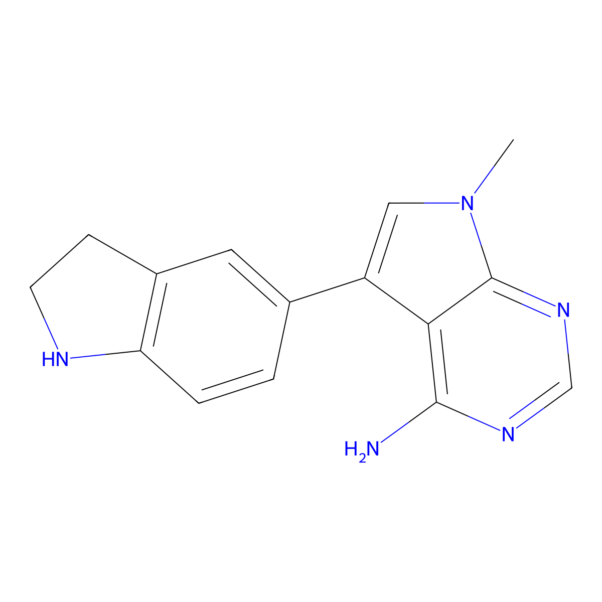 5-(2,3-dihydro-1H-indol-5-yl)-7-methyl-7H-pyrrolo[2,3-d]pyrimidin-4-amine molecular structure, CAS 1337596-50-5