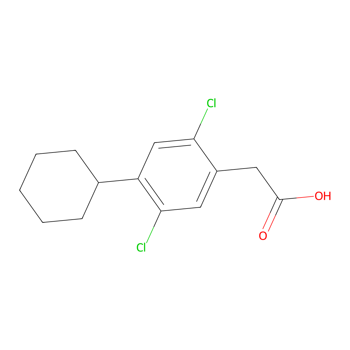(2,5-Dichloro-4-cyclohexylphenyl)acetic acid molecular structure, CAS 13376-40-4