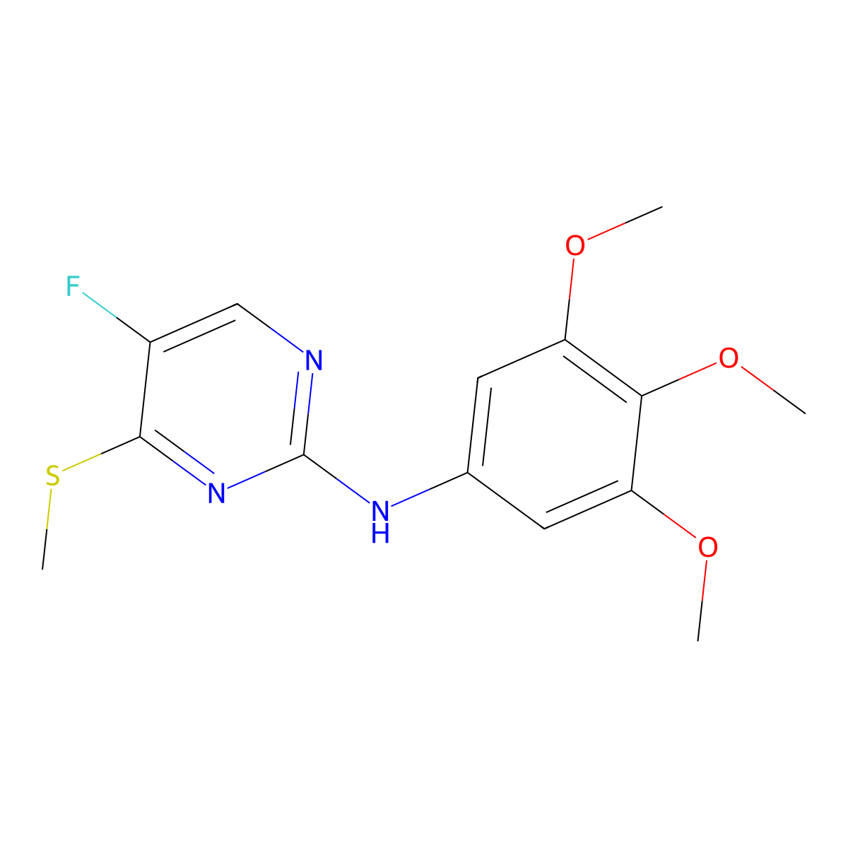 5-Fluoro-4-methylsulfanyl-N-(3,4,5-trimethoxyphenyl)pyrimidin-2-amine molecular structure, CAS 1337606-61-7