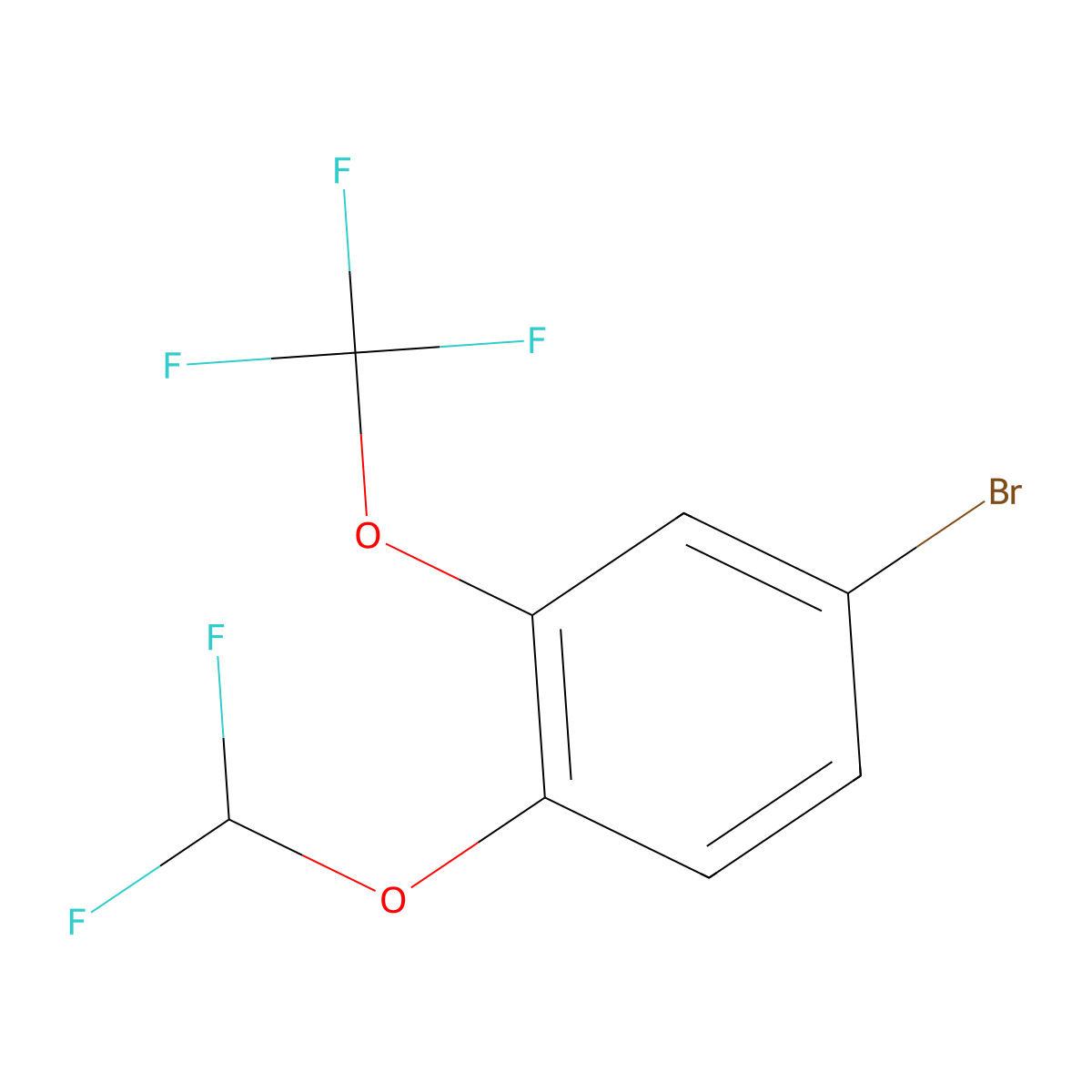 1-Bromo-4-difluoromethoxy-3-(trifluoromethoxy)benzene molecular structure, CAS 1337606-73-1